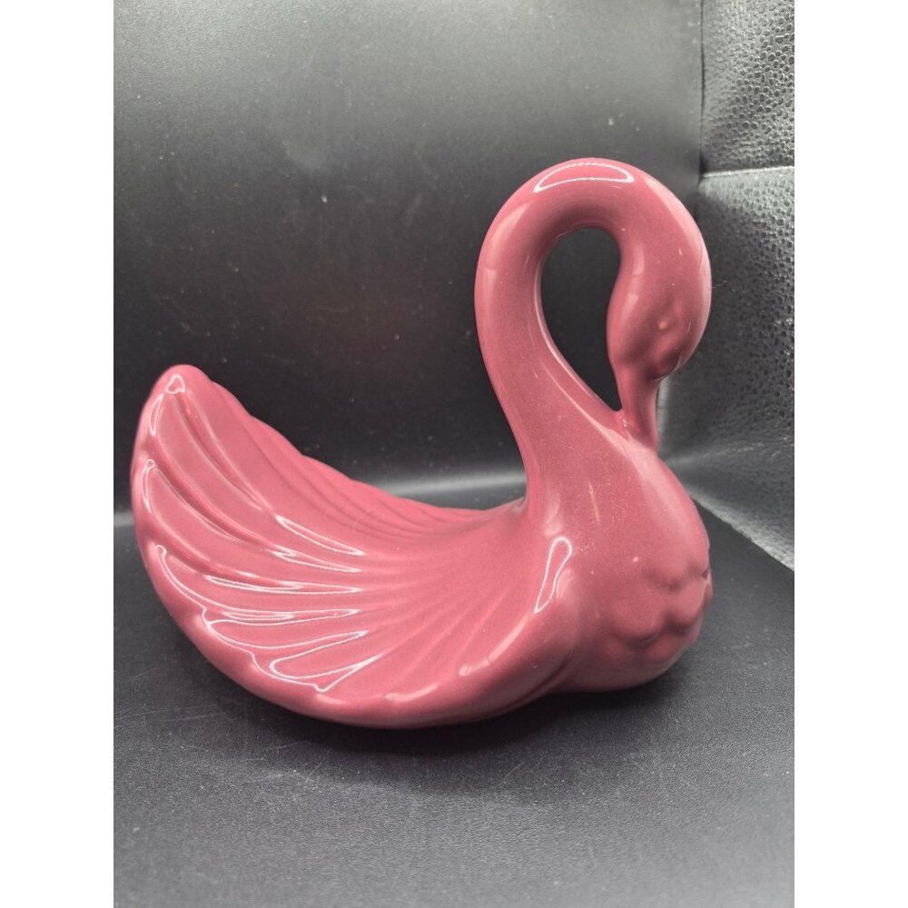 Vintage Andre Richard Japan Ceramic Swan Figurine - Burgundy Glaze - 8 Inches